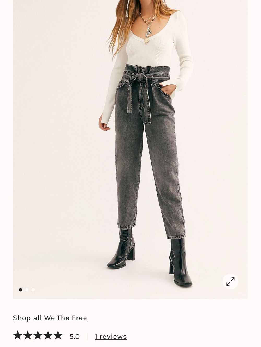 We The Free High-Rise Paperbag Jeans in Charcoal Gray